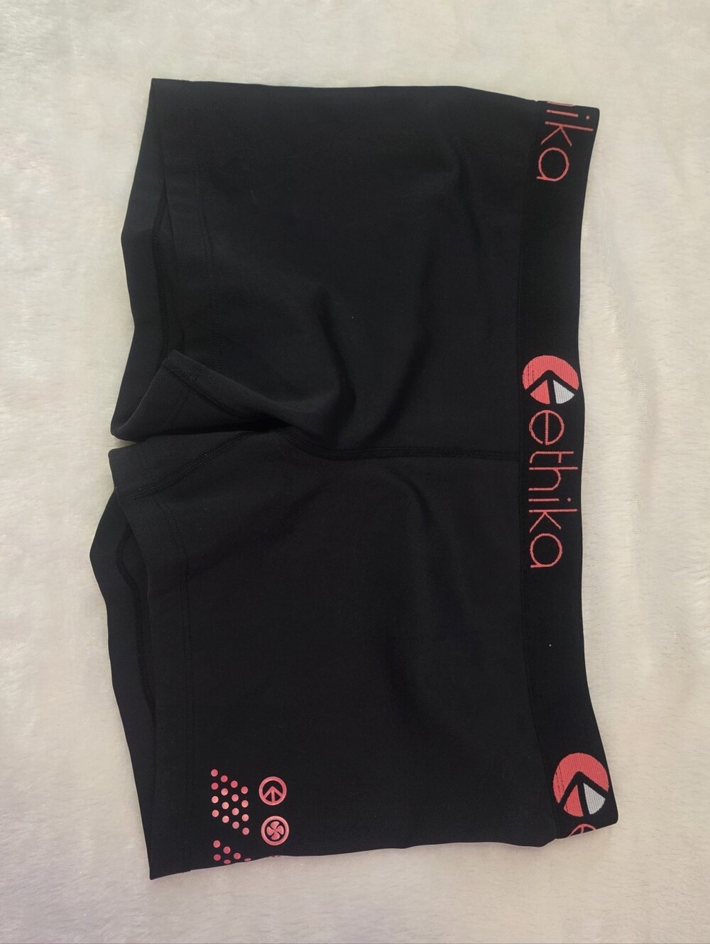 Ethika Women's Black Athletic Shorts with Pink Logo